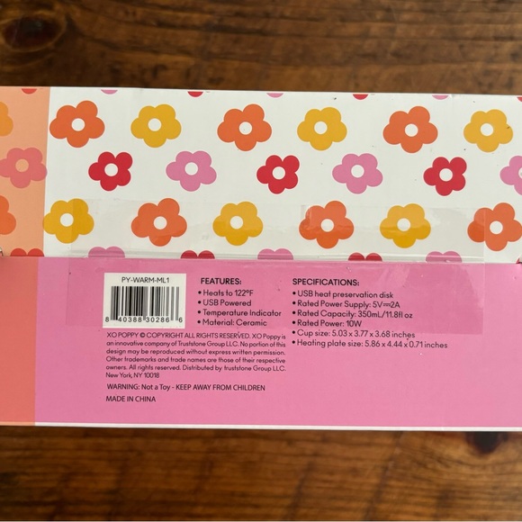 XO Poppy Mug Warmer Set "NEW" Set Includes Mug Lid Hot Plate Spoon USB Cable - Picture 4 of 4